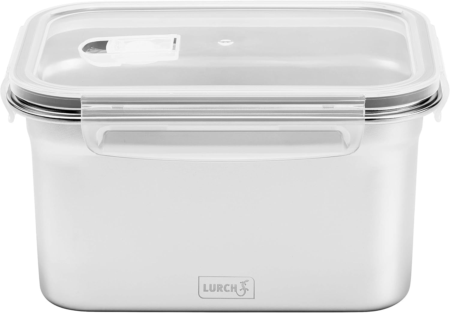 Lurch 240895 Madkasse Højkvalitets rustfrit stål sikkerheds-/opbevaringsboks med BPA-frit plastiklåg 2000ml klare madopbevaringskasser Naty Shop 2000ml
