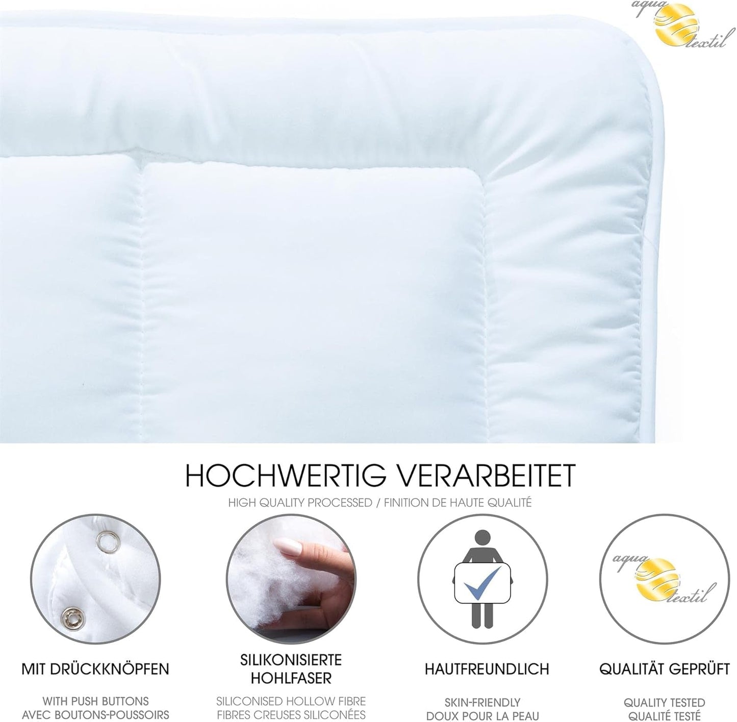 Aqua-Textil Soft Touch Sæt til børn Dyne 100 X 135 Cm 250G og 350G med pude 40 X 60 Cm 150G Dyne 4 sæsoner Klimastyring Oeko-Tex Dyner og dyner Naty Shop