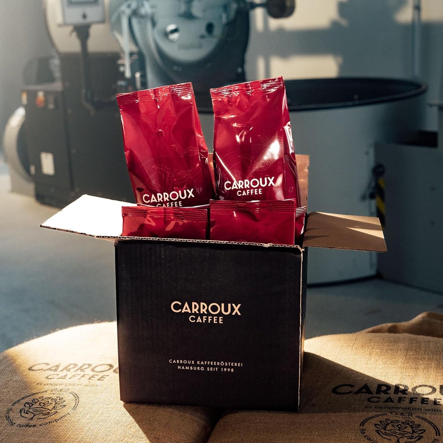 CARROUX Espresso, Bohnen ganze (6x 500 g). Für Siebträger u. Kaffe-Volllautomaten. Frisch geröstete Kaffeebohnen der Privat-Rösterei aus Hamburg