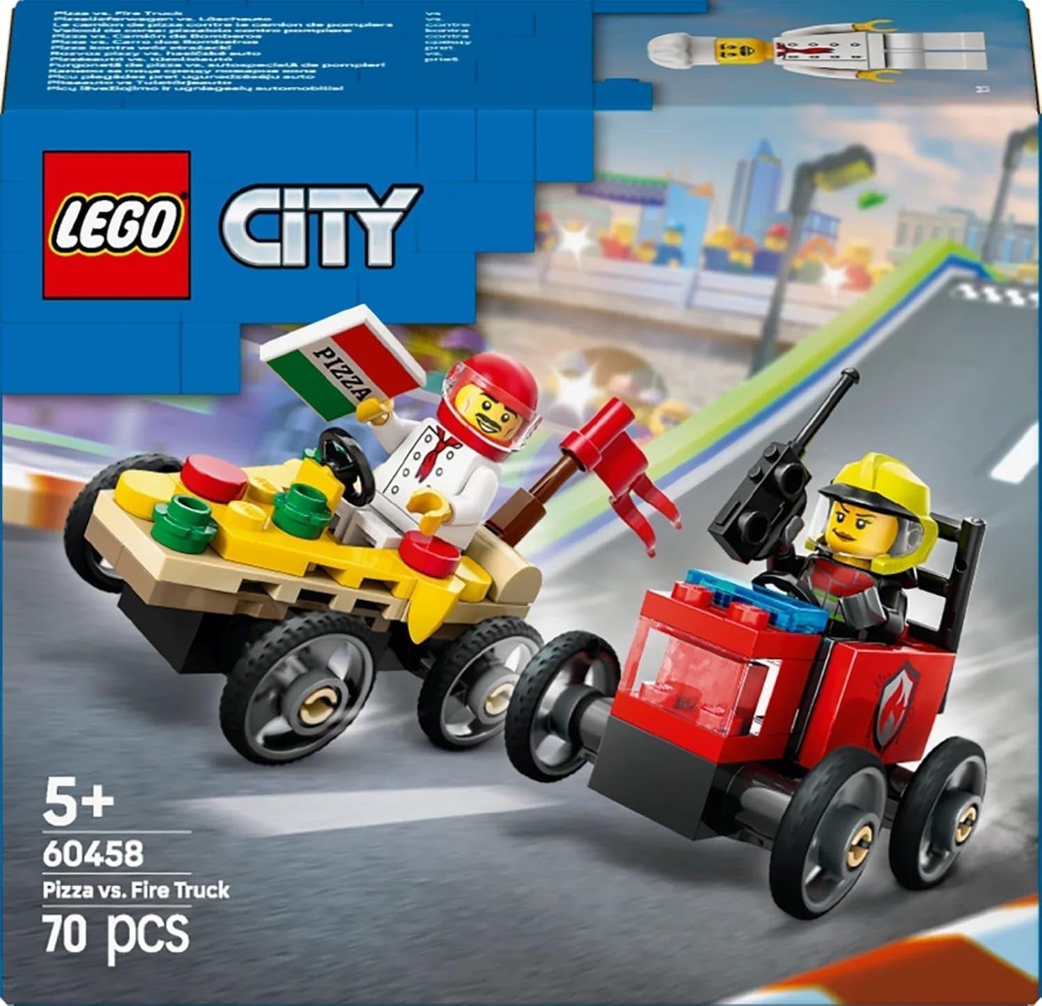 LEGO City Pizza Varevogn Vs. Pizzavogn - Sæbekasselegetøj til piger og drenge fra 5 år - Byggesæt med 2 chaufførminifigurer - Fødselsdags- og feriegave 60458 Byggesæt Besuche den LEGO-Store