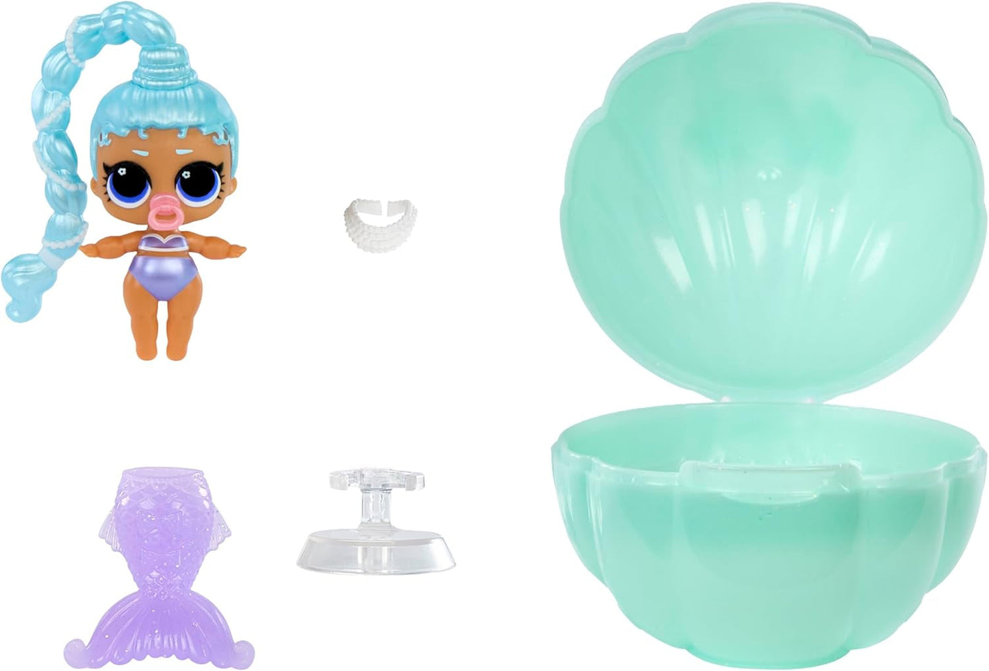 LOL overraskelse! Mermaid Makeover Magic Baby Sisters - Farveskiftende havfruehale med muslingebold til visning, 6 samledukker - 4+
