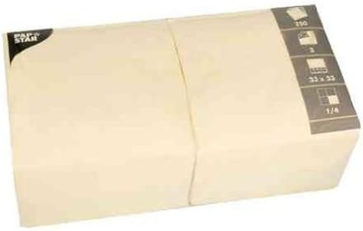 Servietter, 3-lags 1/4-fold 33 Cm X 33 Cm Creme Til enhver fest og fest. Antal: 250 stk