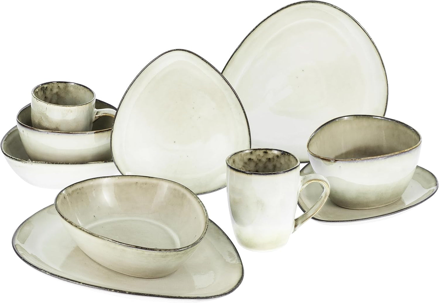 CreaTable, 23769, CLOUDY Series, Sand, 10-delt servisesæt, Porcelænskombinationsservice, Tåler opvaskemaskine og mikroovn, Kvalitetsfremstilling