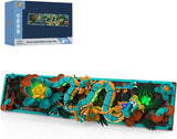 Mytisk drageflisebyggesæt til voksne, 3D Divine Loong Art byggelegetøj med LED-lys og blomster, DIY Dragon Relief Model Kit, kreative gaver og dekorationer (1676 stykker)