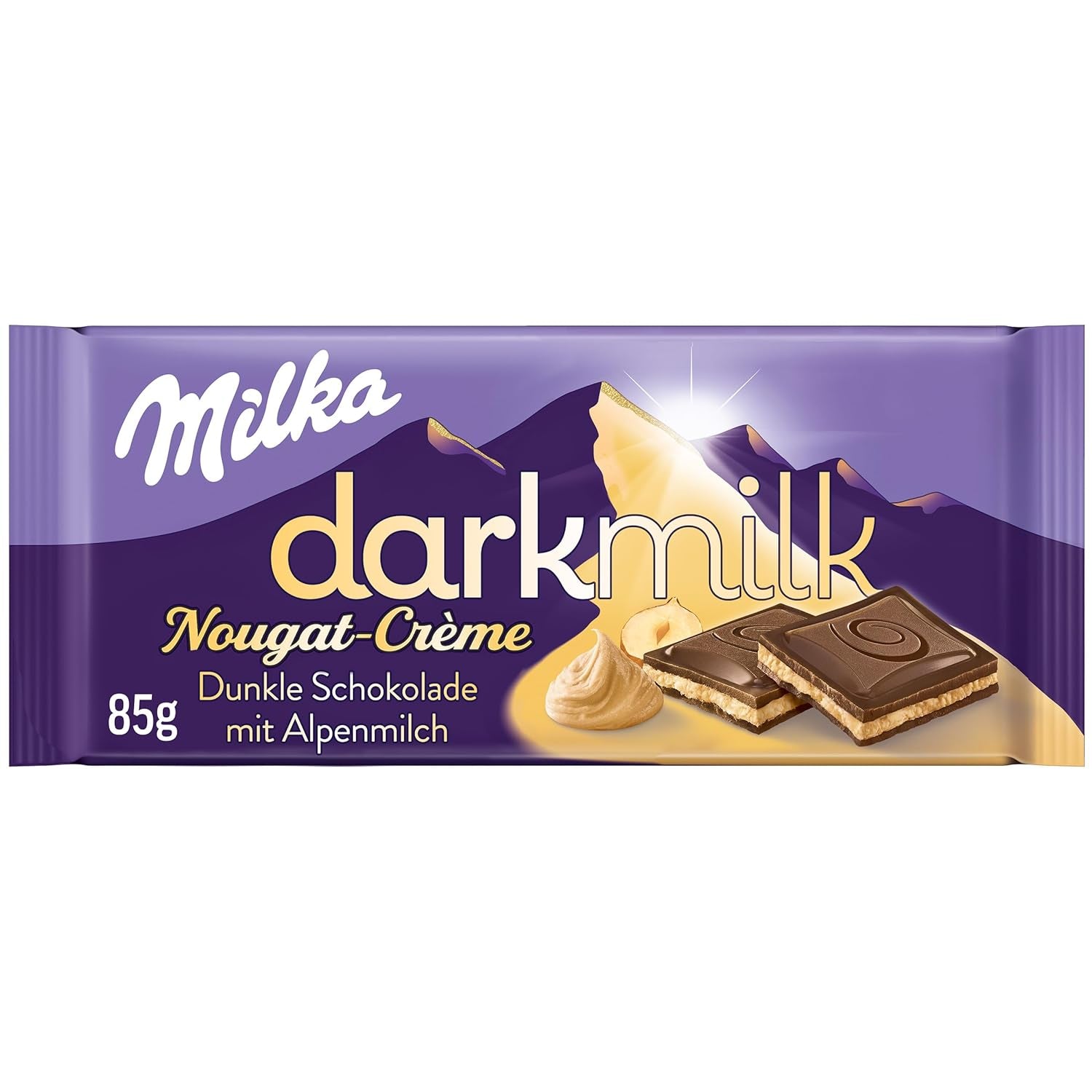 Milka Black Milk – Alpine sort chokolade med mælk og cremet nougatfyld – 85 g (pakke med 5)