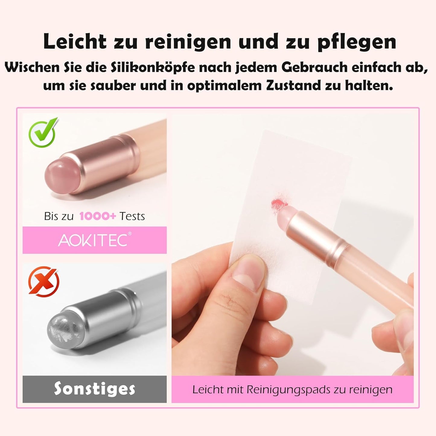 Aokitec 14 Stück Silikon Tool Nägel Pinsel Für Gel Naillack UV, Wiederwendbare Gel Pinsel Für UV Naillack Chrome Nail Powder, Nail Art Tilbehør til Ombre Blush Mirror Effekt, Nägel Selber Machen