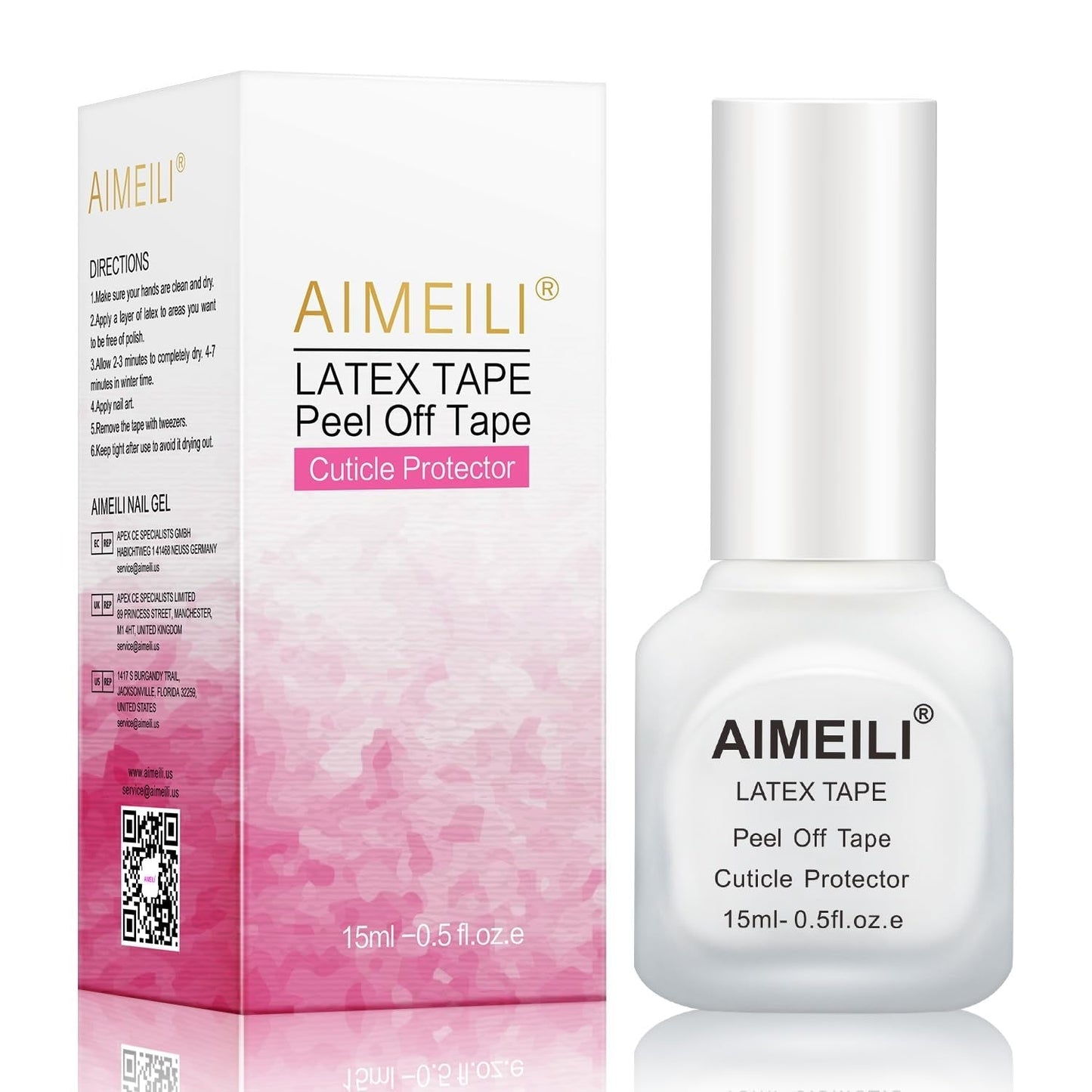 AIMEILI Latex Peel off Tape Nagelleck Korrektor Hautschutz Fingerschutz Für Nail Art Palisade Geruchlos Weiß 15Ml
