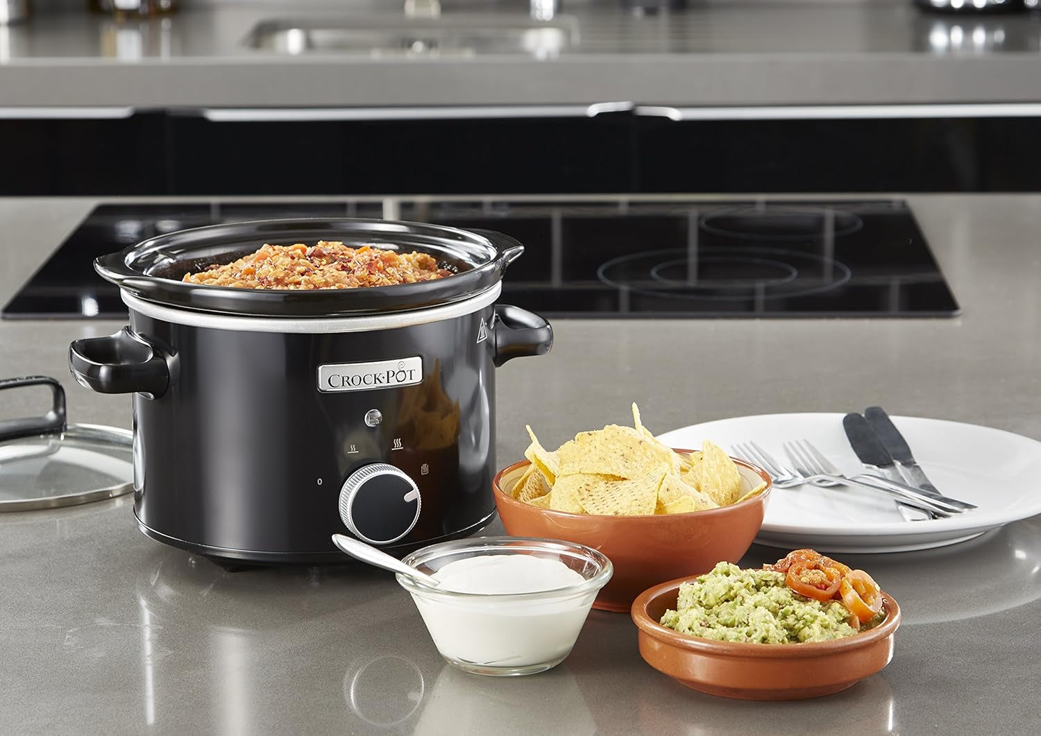Slow cooker Crockpot, aftagelig keramisk skål, nem at rengøre, 2,4 liter (1-2 personer) Slow Cooker Naty Shop