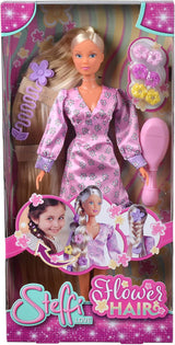 Simba 105733640 - Steffi Love Flower Hair, dukke med ekstra langt hår, inkluderer 6 clips, flettilbehør og kam, 29 cm, i alderen 3+