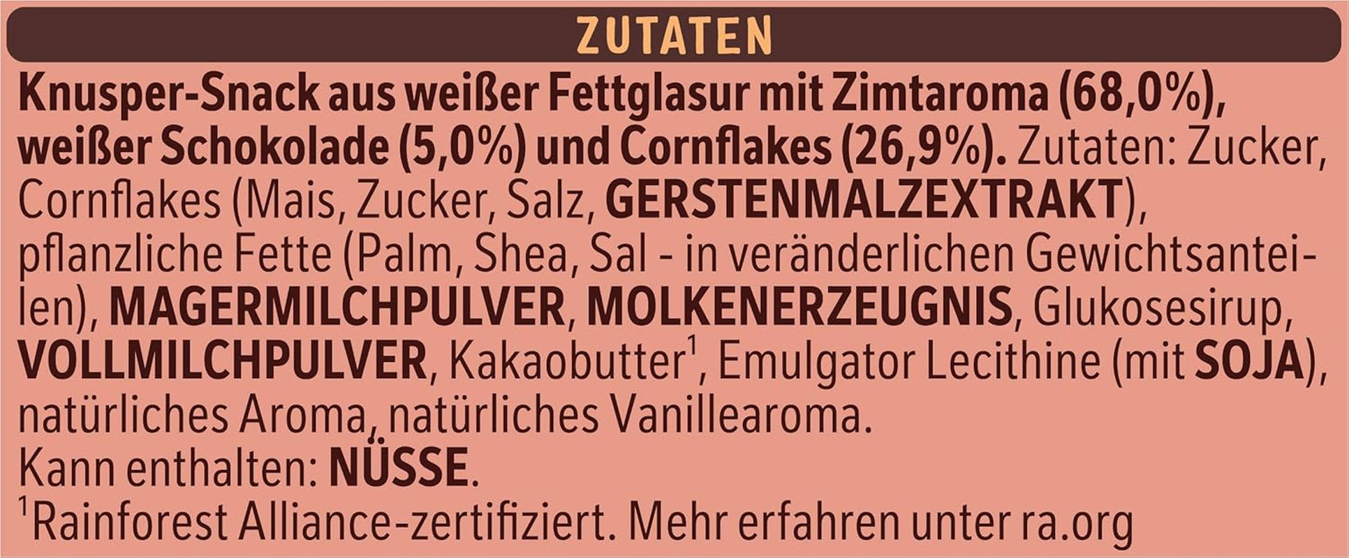 Nestlé lette knasende flager og knasende mandler dækket af en smeltet hvid glasur og kanelsmag fra Nestlé, pakke med 4 (2 x 75 g hver)