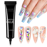 Makartt Rhinestone selvklæbende gel - 15 ml UV-neglelimsæt med lyserøde negle charms Hjertecirkel neglesmykker og negledesigntilbehør til hjemmemanicure Valentinsdagsgave