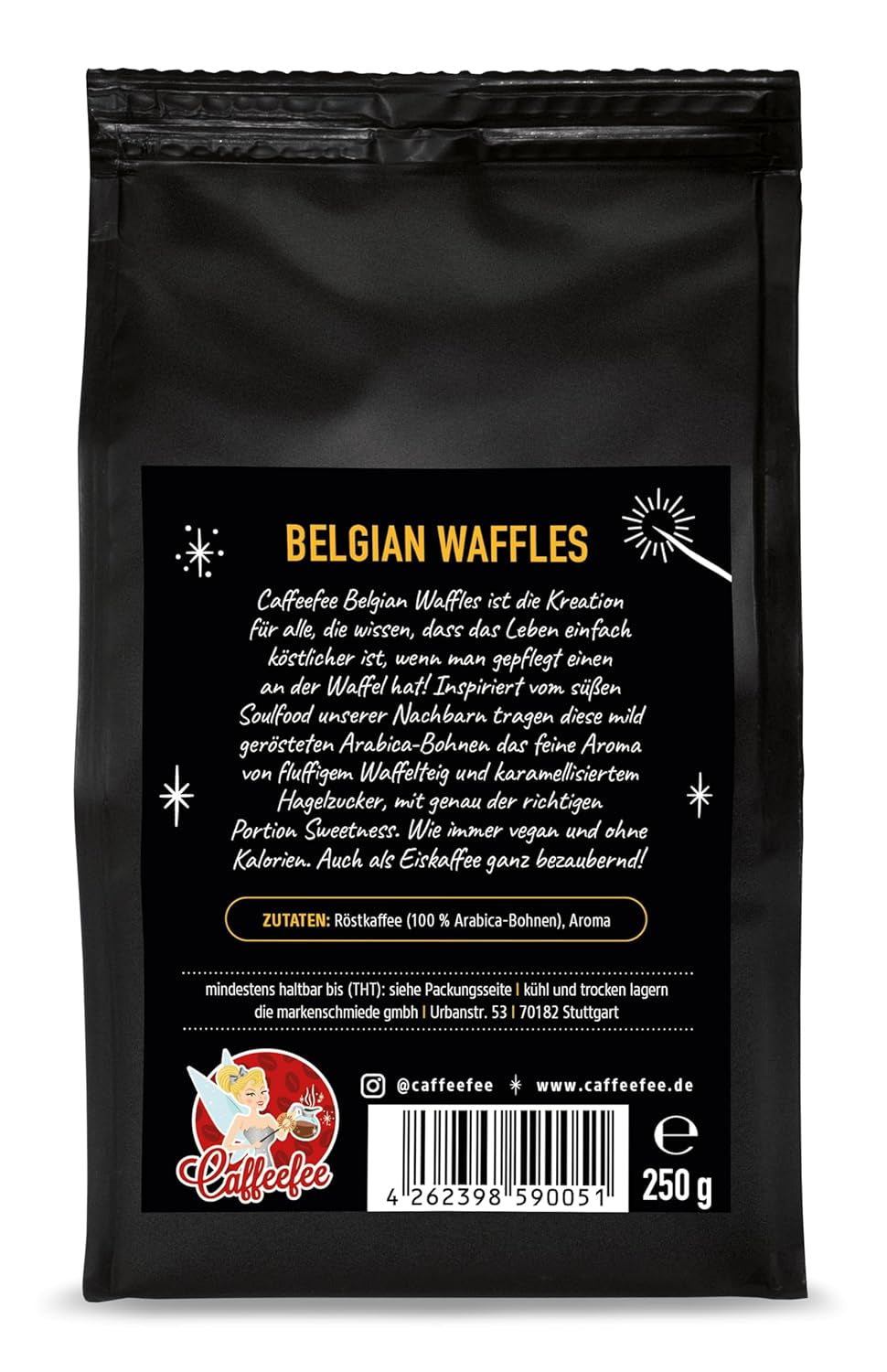 Caffeefee belgiske vafler Bohnen, 250 g, aromatisierter Röstkaffee