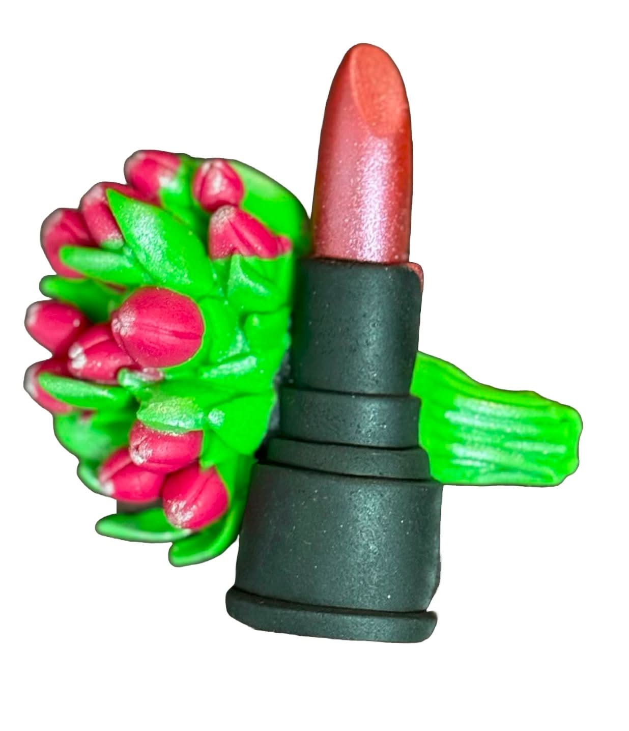 Spiselig sukker dekoration, buket tulipaner og læbestift dekorationer fra Sugar Paste Nati Shop
