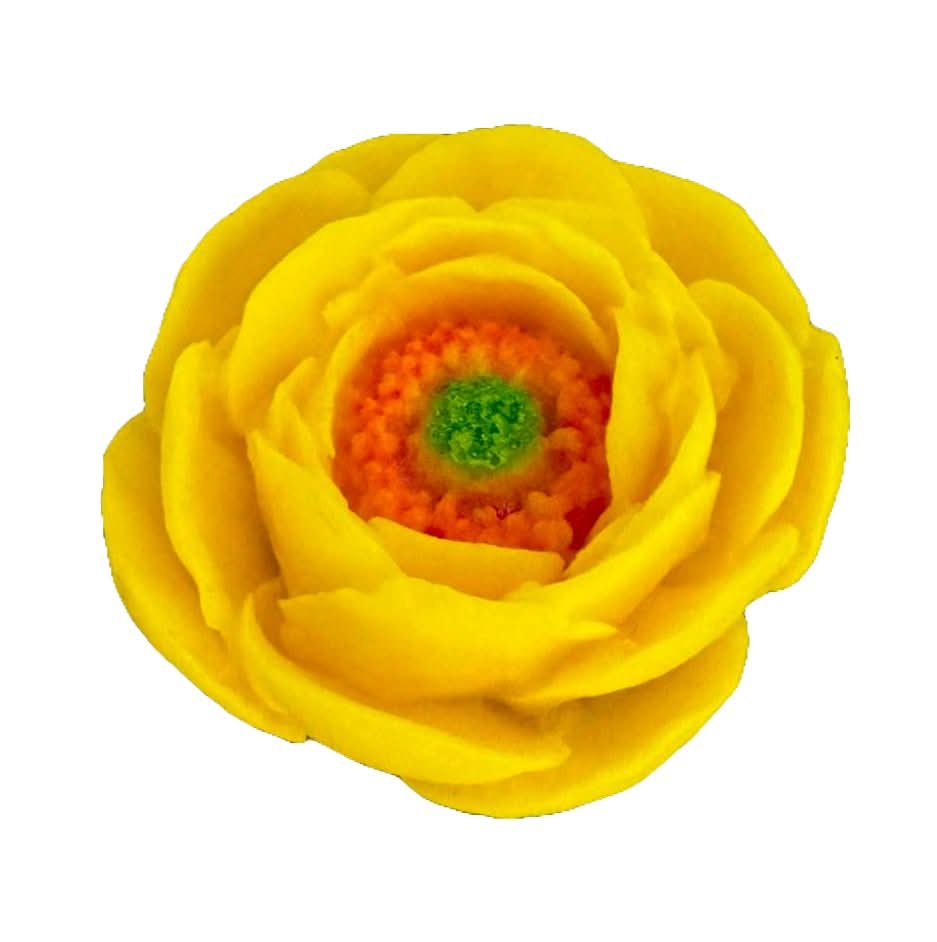 Spiselig sukkerdekoration, Gul pæonpynt fra Sugar Paste Nati Shop