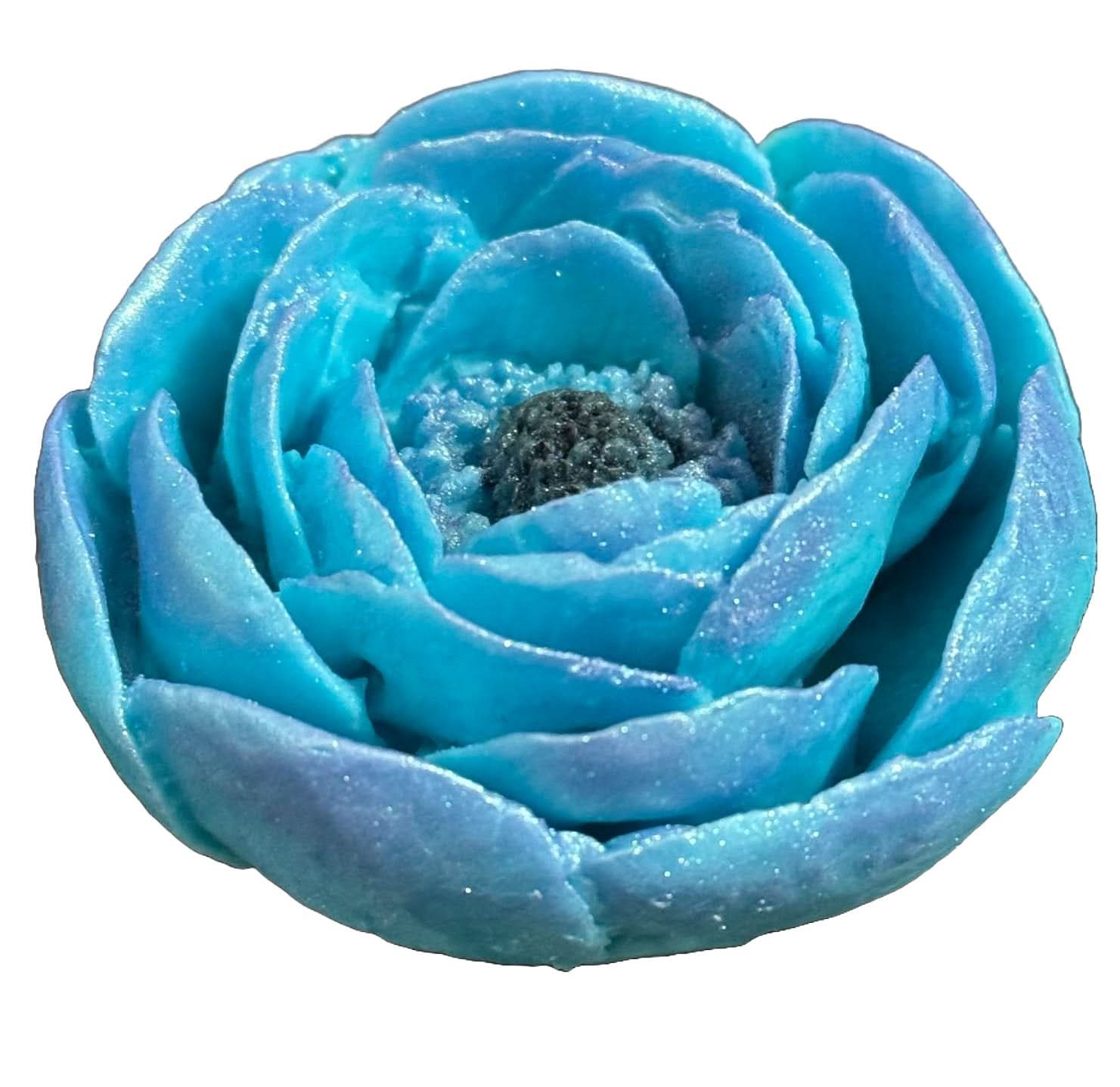 Spiselig sukkerdekoration, Turkis pæonpynt fra Sugar Paste Nati Shop