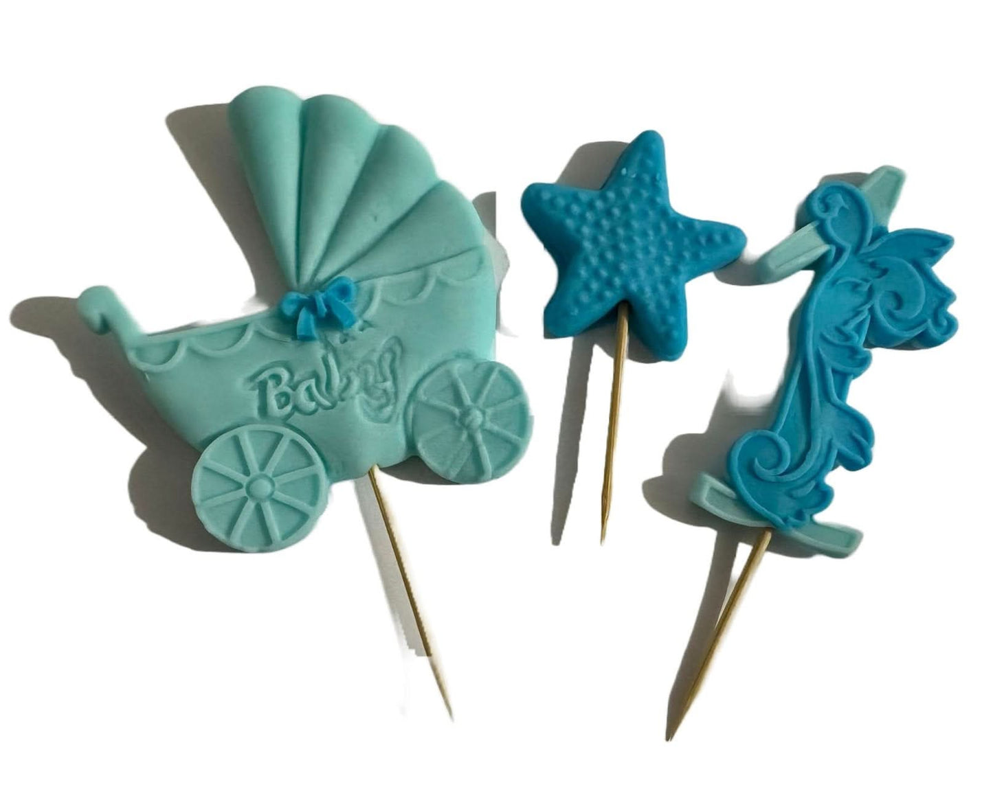 Spiselig sukkerdekoration, nummer 1, blå og blå Sugar Paste Decorations Nati Shop
