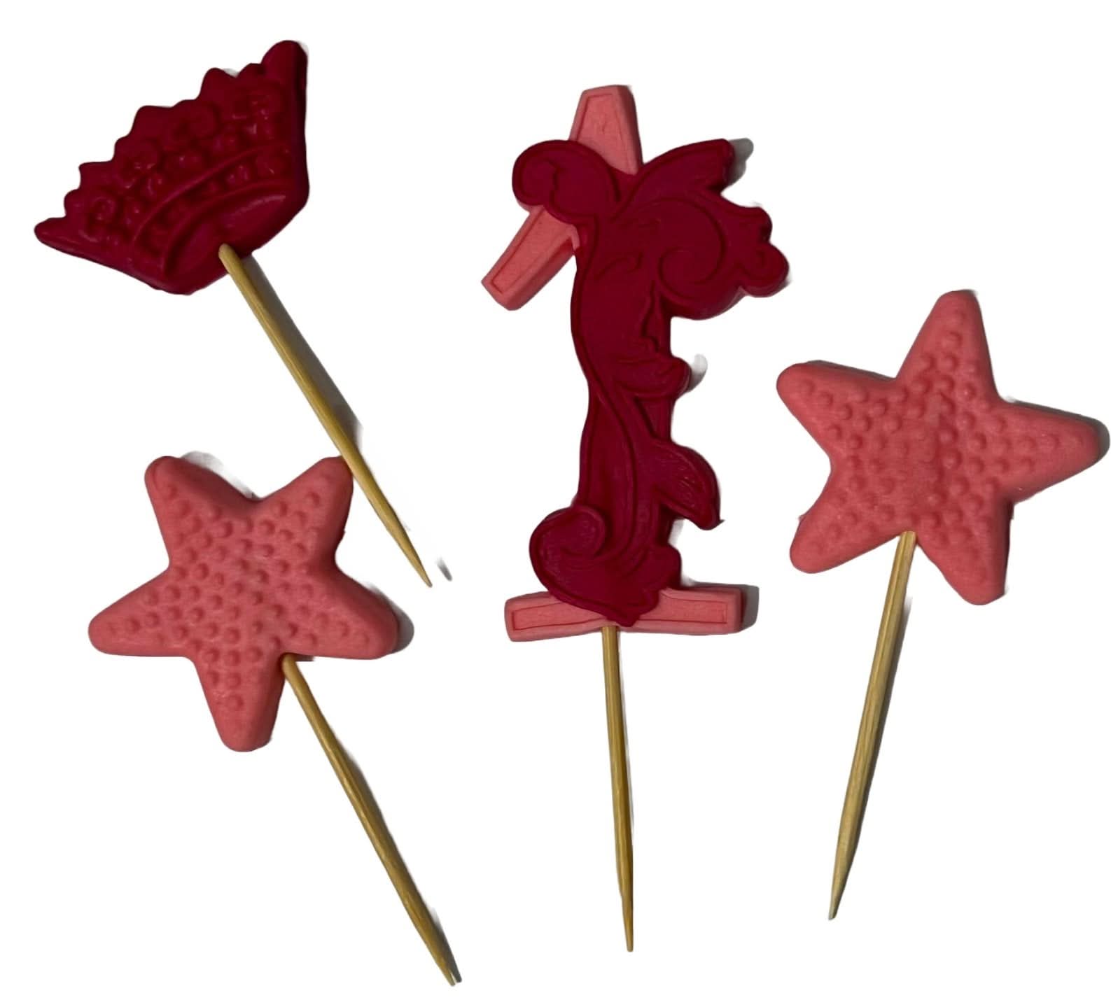 Spiselig sukkerdekoration, nummer 1, pink/fuchsia Dekorationer fra Sugar Paste Nati Shop