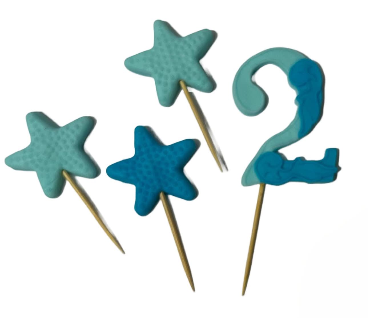 Spisesukkerdekoration, Nummer 2, blå/blå Dekorationer fra Sugar Paste Nati Shop