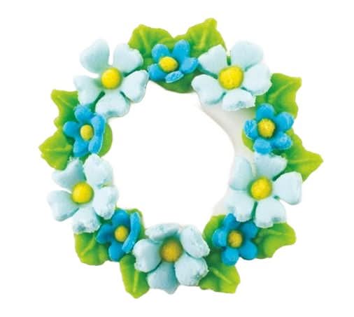 Spiselig sukker dekoration, Krone med blå blomster Nati Shop