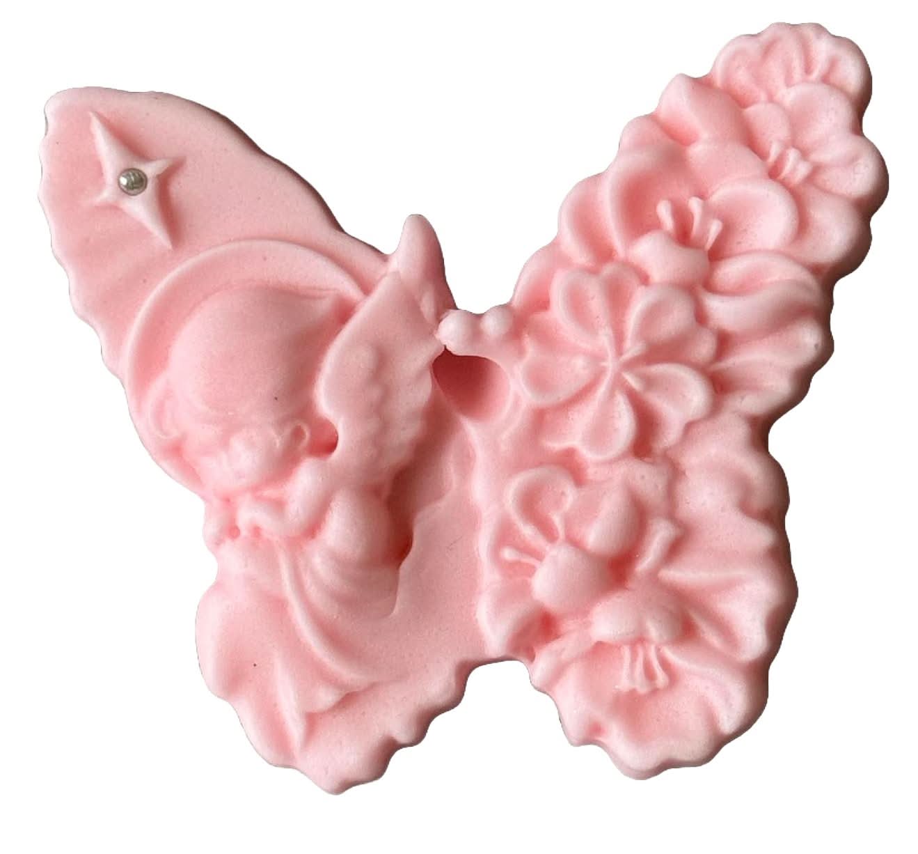 Spiselig sukkerdekoration, Sommerfugl med engledekorationer fra Sugar Paste Nati Shop