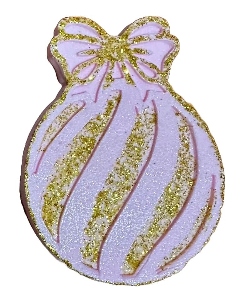 Spiselig sukkerpynt, juletræsklode, pink Pynt fra Sugar Paste Nati Shop