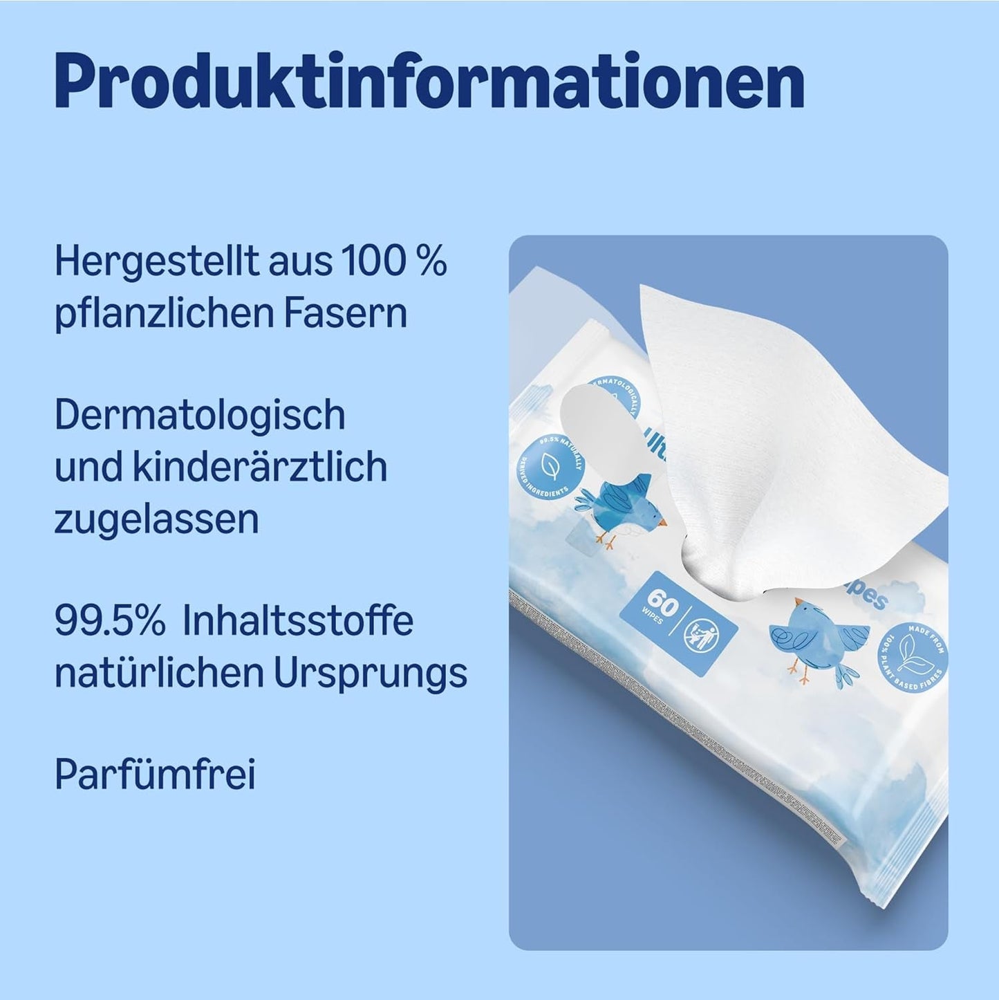 Amazon Ultra Sensitive babyservietter, 1080 servietter, uparfumerede, 18 pakke med 60 servietter (tidligere Amazon-mærke, identisk produkt)