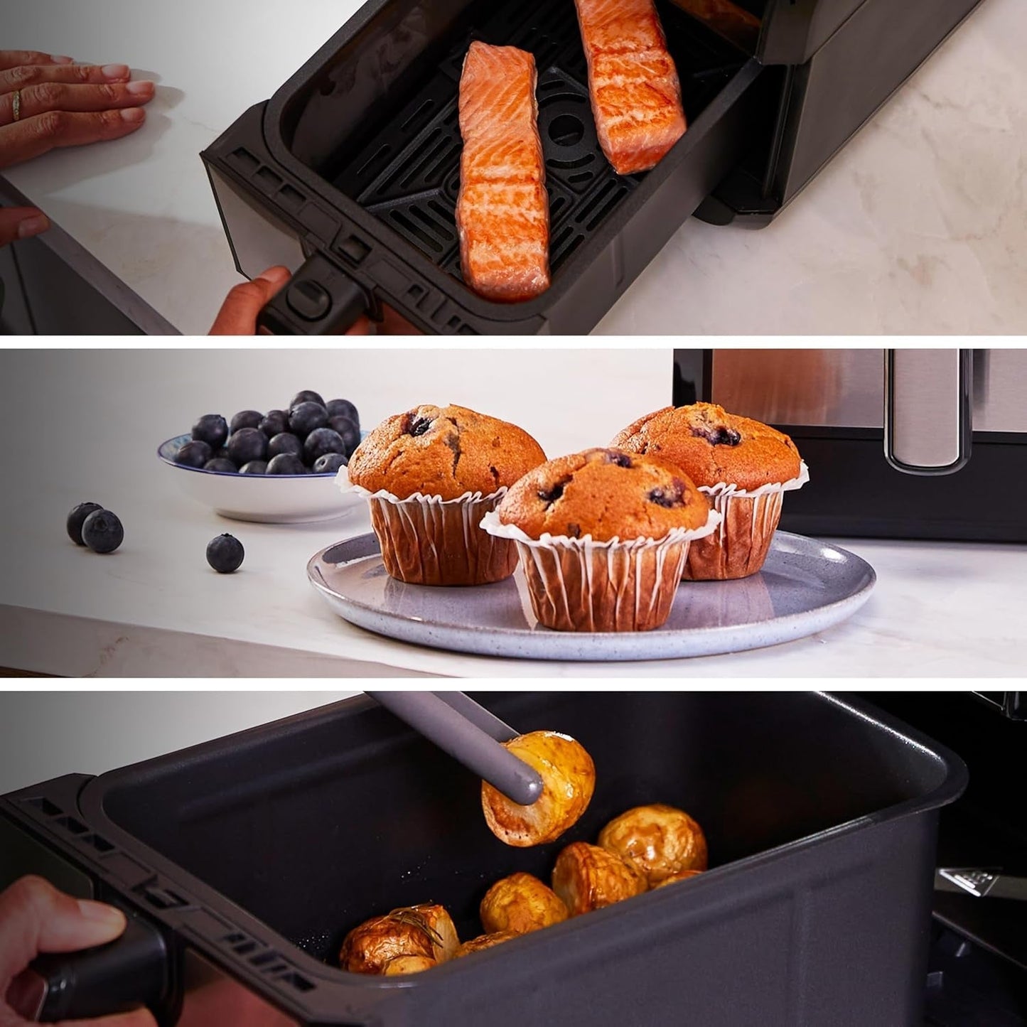 Kenwood Khealthy Twin Airfryer, 8L (2X4L), dobbeltkammer, 8 programmer, Dual Cook & Sync Finish-funktion, touchskærm Hvidevarer Naty Shop