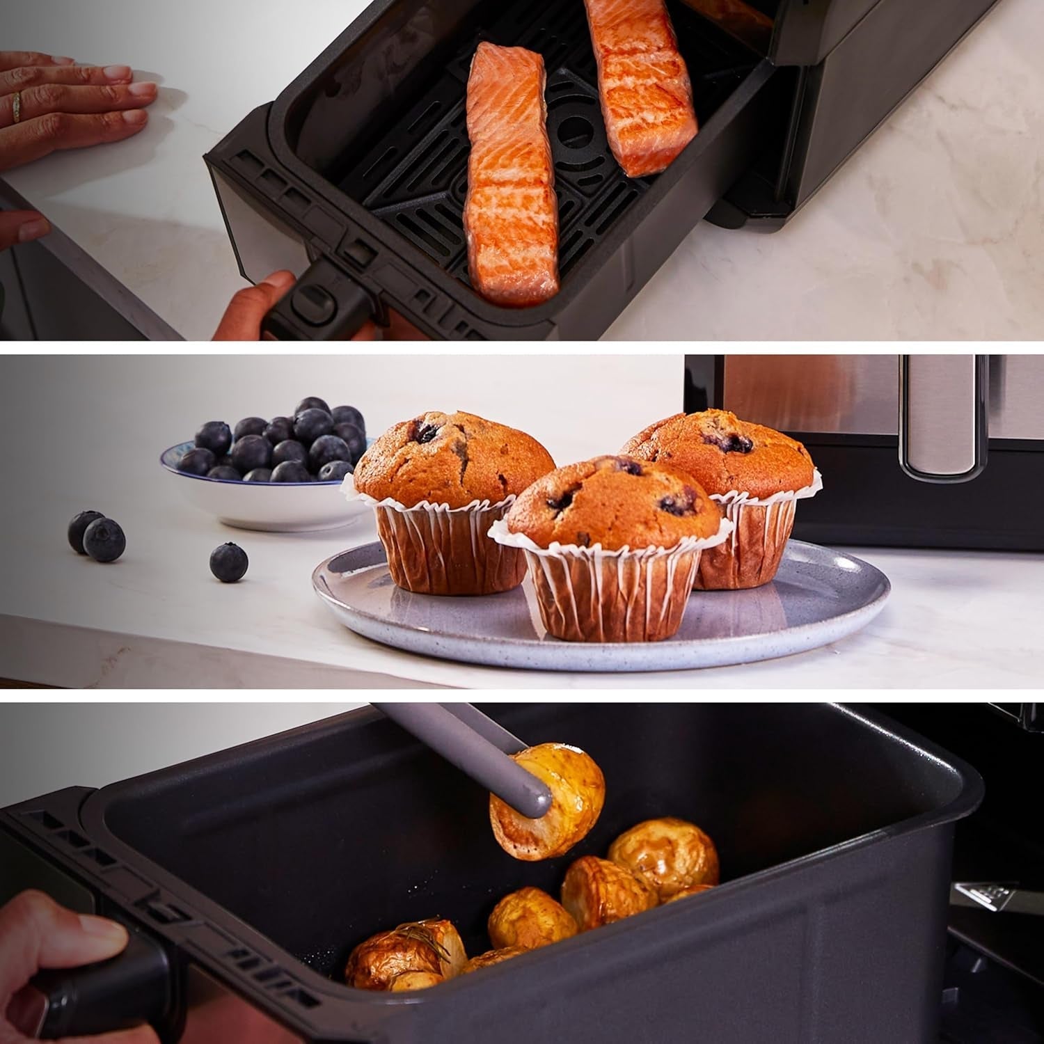 Kenwood Khealthy Twin Airfryer, 8L (2X4L), dobbeltkammer, 8 programmer, Dual Cook & Sync Finish-funktion, touchskærm Hvidevarer Naty Shop