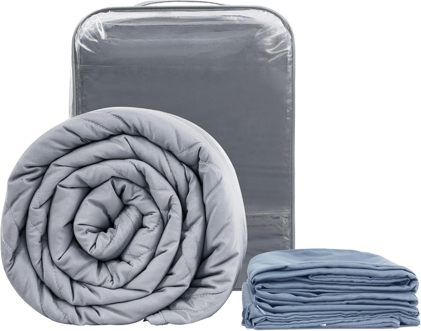 Winthome vægtet tæppe med dynebetræk 150X205 cm 10,4 kg, behageligt vægtet tæppe, anti-stress terapi tæppe, tungt tæppe til dyb søvn og bedre restitution, tungt tæppe til voksne (grå)Besuche den Winthome-Store Blue.51K0X2.51KC2.51KC