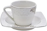 KARACA Nazende porcelæn espressokopsæt - 80 ml tyrkiske kaffekopper med underkopper, 12 stykker moderne kaffeservice med 6 kaffekopper og 6 underkopper, mokkakopper - hvid