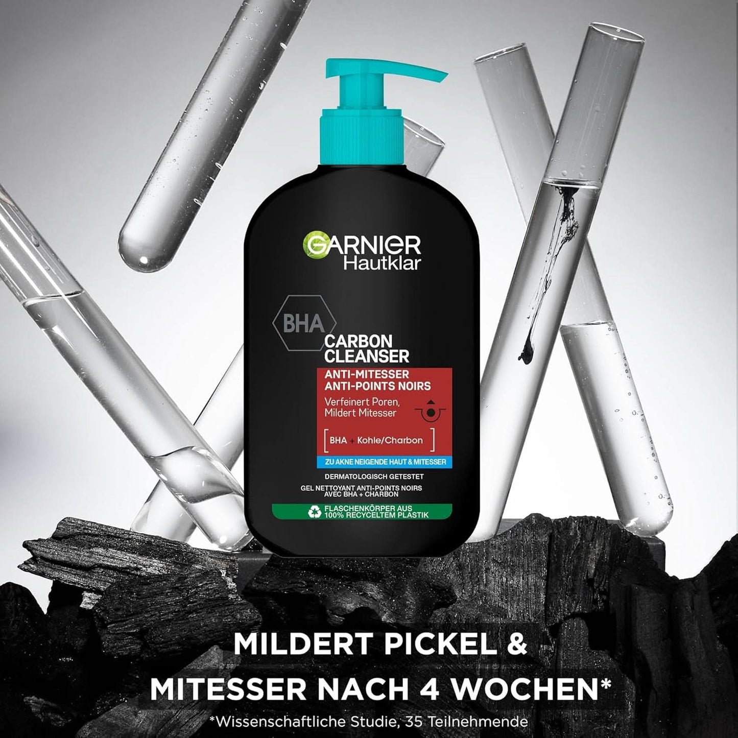 Garnier Charcoal Cleanser Ansigtsrensegel mod hudorme og bumser 250 ml bruser og bad Naty Shop