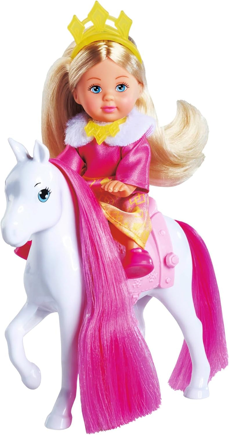 Simba Evi Love Princess Ride, prinsessedukke med slæde og vinterhest, prinsessetilbehør, 12 cm, 3+