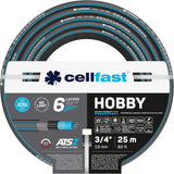 CELLFAST Haveslange 6-lags vandslange Dobbelt flettet stof vandingsslange UV-bestandig anti-alge fleksibel slange 32 bar 1 tommer 25 meter hobby
