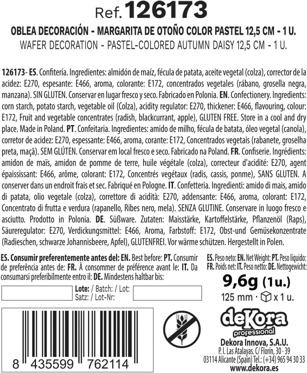 dekora - 12,5 cm Kæmpeblomst - Efterårsdahlia - Glutenfri, Laktosefri, Vegansk - Kagepynt til bryllupper, fødselsdage og desserter - Nem at bruge Naty Shop Sugarpaste