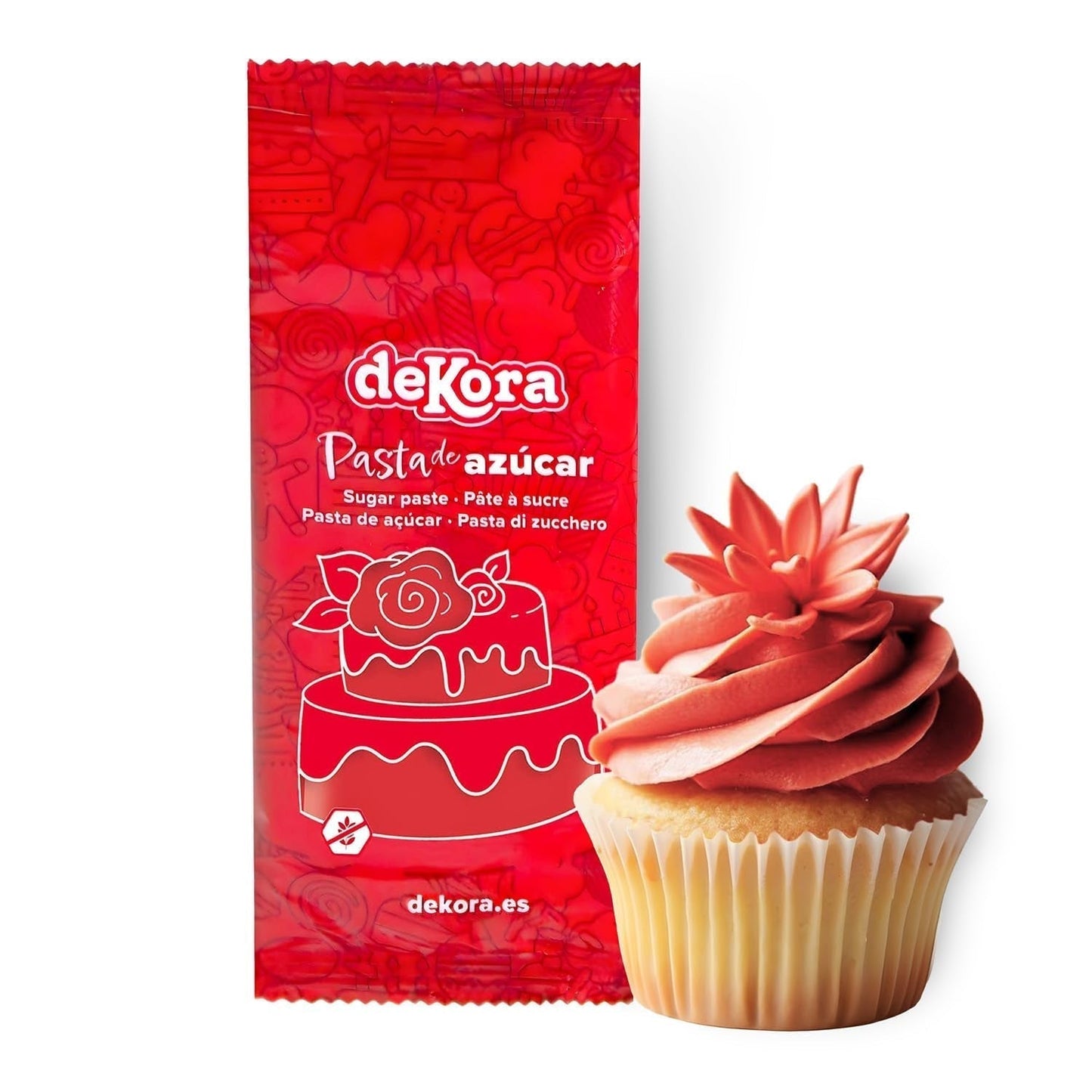 Dekora - Hvid sukkerpastafondant 150g - Perfekt til kager og bagepynt - Gluten- og laktosefri - Vaniljesmag - Blød, fleksibel og nem at forme til kreative dekorationer Naty Shop Red Sugar Paste