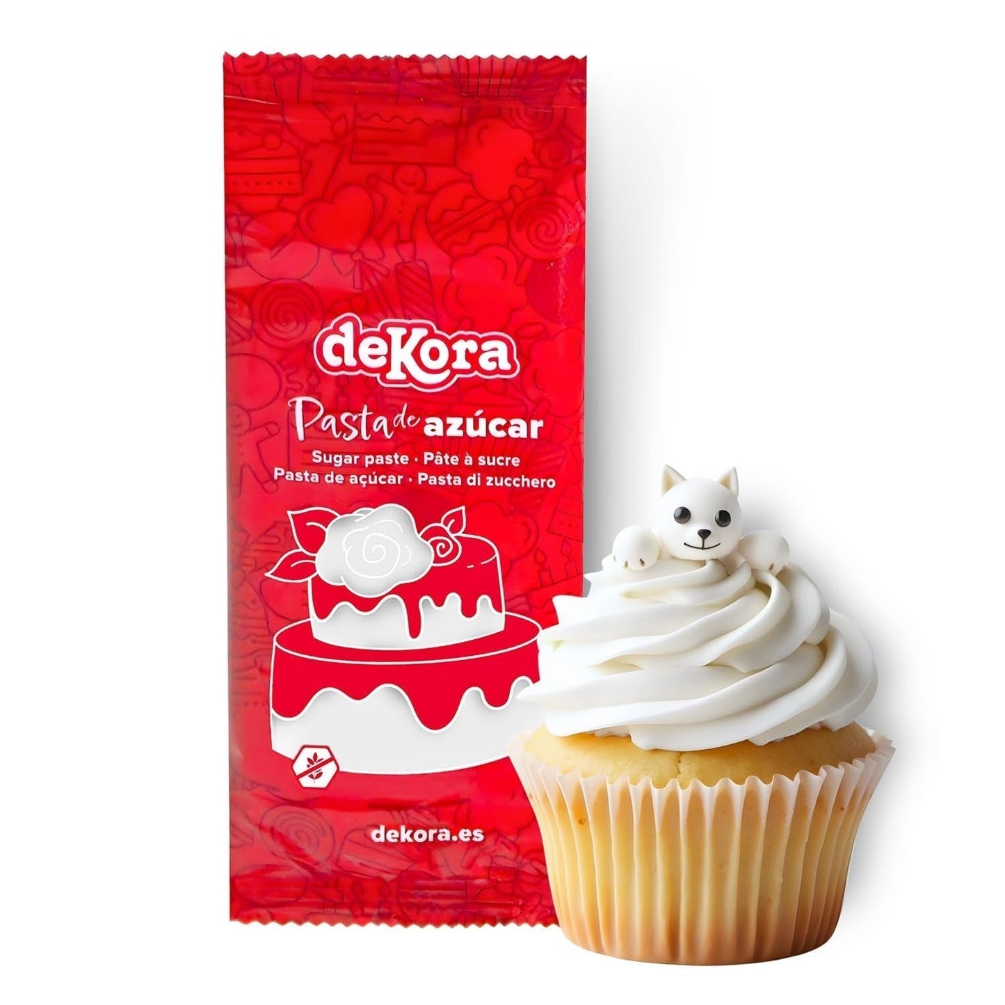 Dekora - Hvid sugarpaste fondant 150g - Perfekt til kager og bagepynt - Gluten- og laktosefri - Vaniljesmag - Blød, fleksibel og nem at forme til kreative dekorationer Naty Shop White Sugarpaste