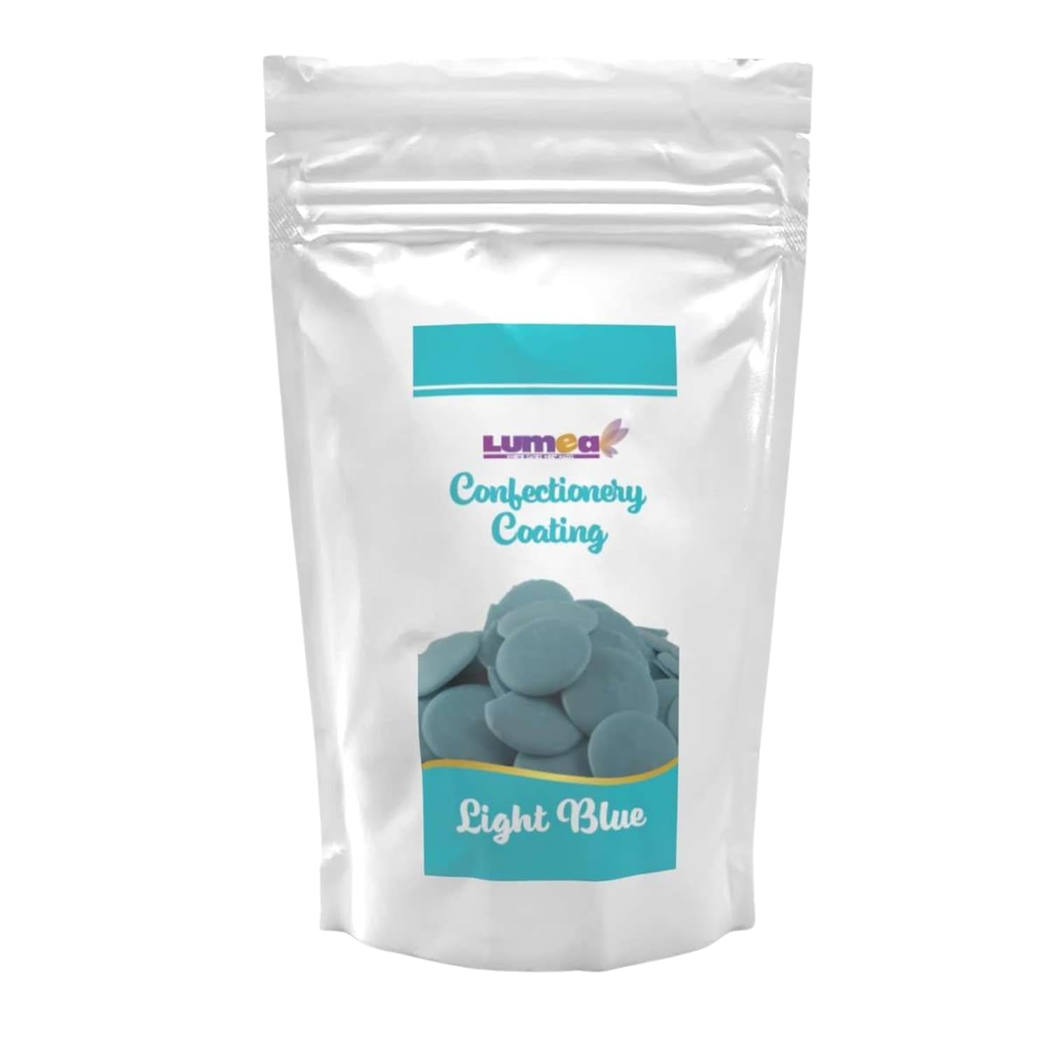 Dekozauber24 couverture dråber, hvide, 500 g, med hvid chokolade og vaniljesmag, Deco Melts chips, mikroovnsikker, til cake pops, kager, tærter, tærter, dryp eller glasur Sukkerpasta Naty Shop Lyseblå