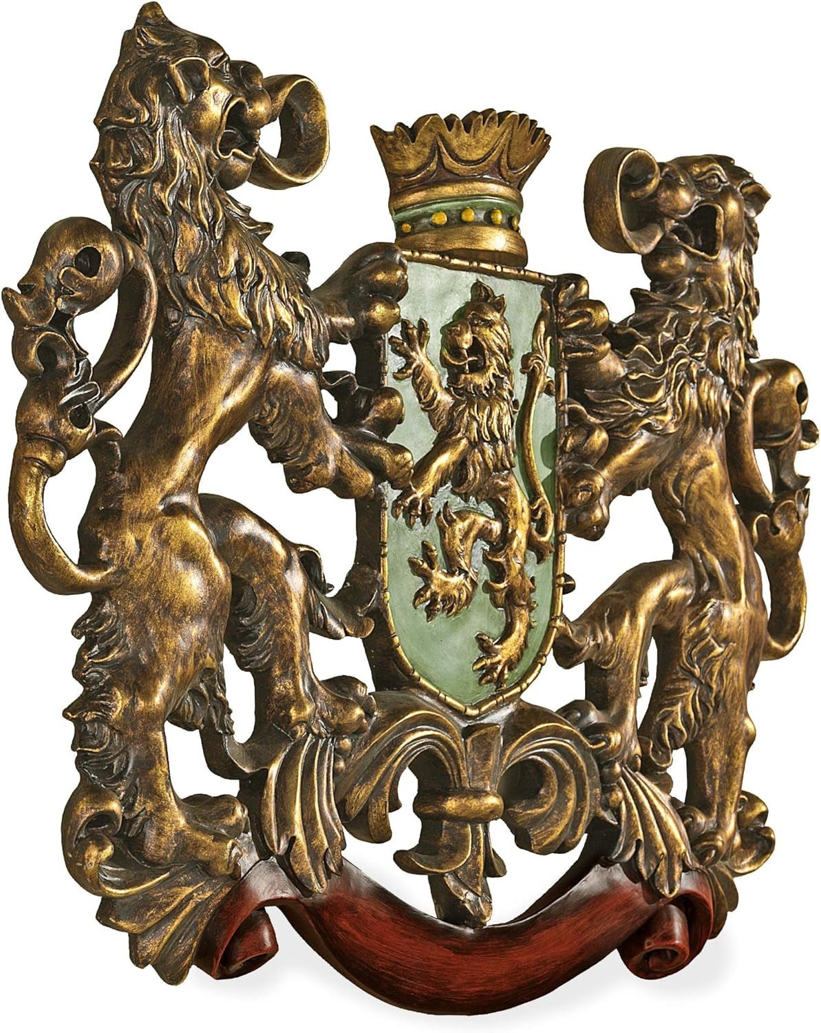 Design Toscano Middelalderskjold Opretstående løve, vægskulptur Statuetter og skulpturer Naty Shop Krydser dammen