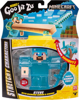 Heroes of Goo Jit Zu - Minecraft-figur, der kan udvides - Steve med diamantrustning og sværd, superstrækbart Goo-fyldstof med skjult diamantelement indeni, udvides til 3x størrelse actionfigurer Naty Shop