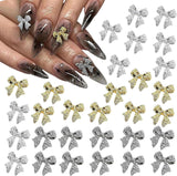 30 stk metal neglesløjfer, guld sølvgrå sløjfer, negletilbehør, negledekorationer til kvinder og piger, nail art design