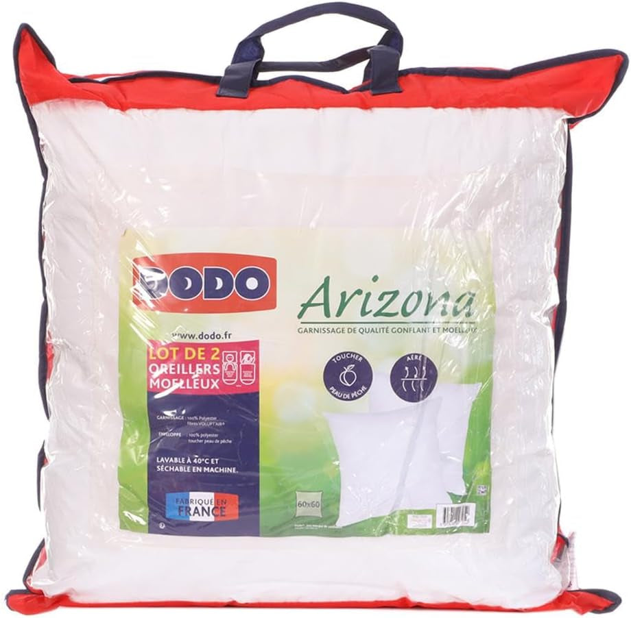 DODO 2 dele, ultrablød, 60 x 60 cm, blød komfort, 2 Arizona puder, luftcirkulation og oppustelig, maskinvaskbar ved 40°C Naty Shop standardpuder Standard titel