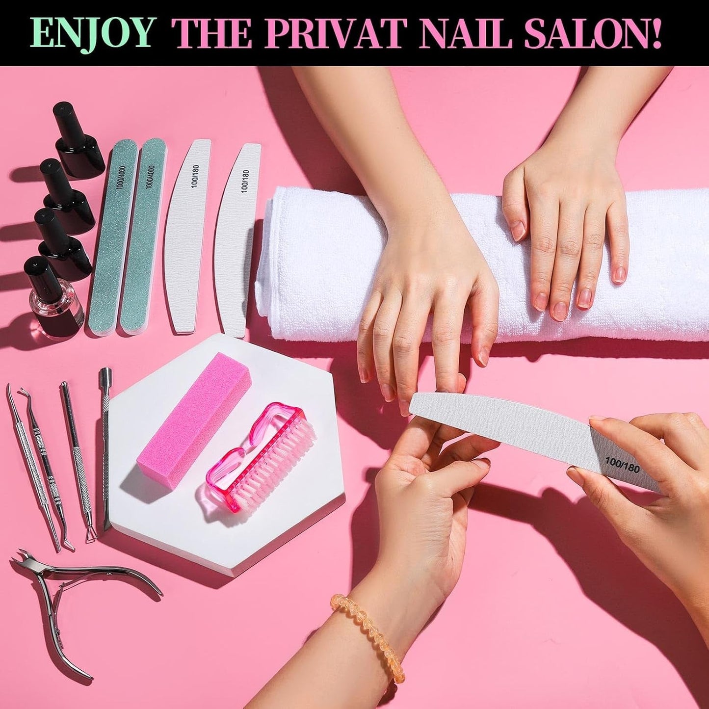FANDAMEI Manicure Set, Buffer Für Nägel, Nagelfeile 100/180, Nagelfeilen Für Gelnägel, Nagelhautschieber, Buffer Für Gelnägel, Feilen Für Gelnägel, Nagelzange, Nagelfeilen Set, Maniküre & Pedicure Set