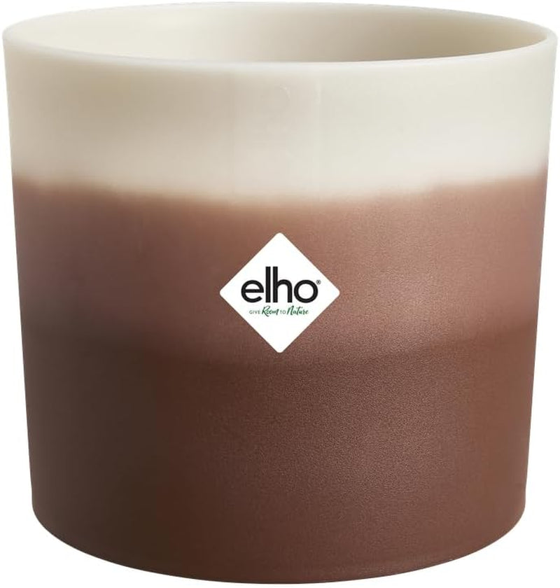 elho Rund potte med farvegradient 16 cm - Indendørs urtepotter - 100% genbrugsplast - Ø 15,9 x H 14,7 - Brun/Cederbrun