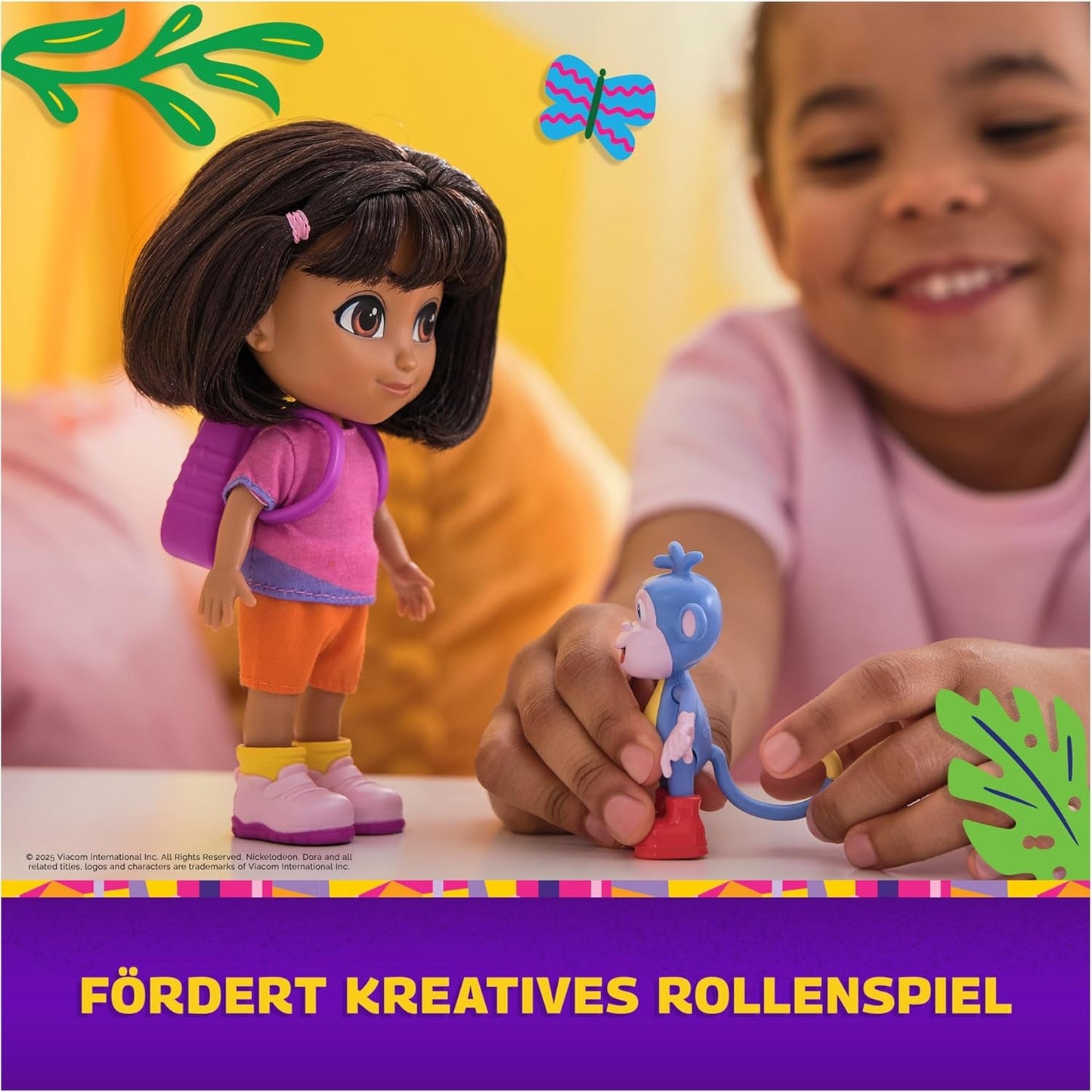 DORA - Best Friend Doll - Størrelse 22cm, med kambart hår, taske og abestøvler, kendt fra den populære tv-serie, til børn fra 3 år og opefter