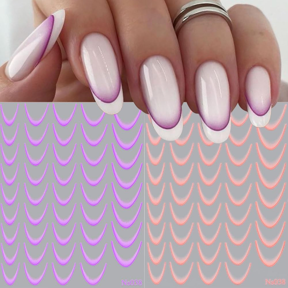 9 farver franske negle klistermærker franske negle klistermærker selvklæbende negle folie franske negle gradient klistermærker franske negle klistermærker nail art negle design klistermærker negle tilbehør