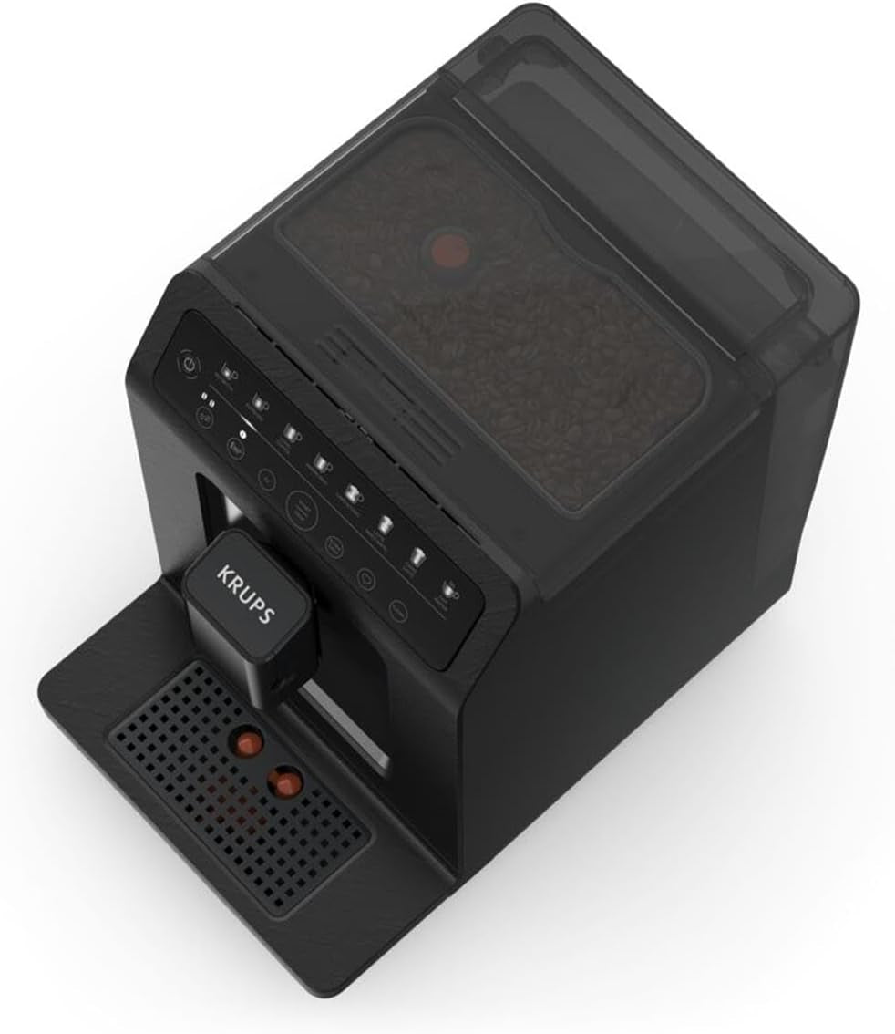 Krups EA897B Evidence ECOdesign automatisk espressomaskine, automatisk espresso- og cappuccinofunktion, Quattro Force-teknologi, one-touch mælkekopper, 8 forudindstillinger, mælkesystem, 1450W