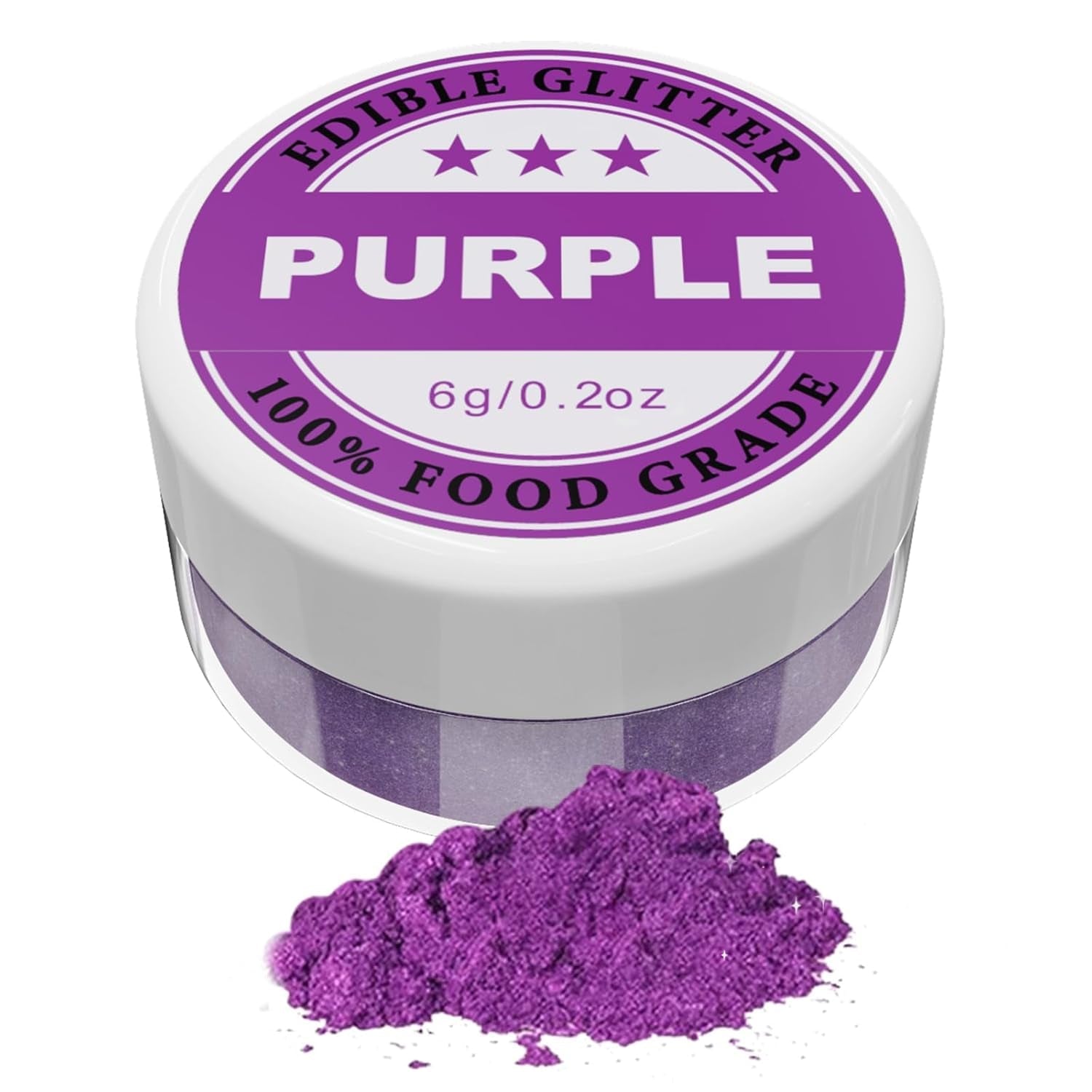 Spiselig glitter - 6G madfarvepulver til chokolade, jordbær, muffins, kager, fondant (lilla)