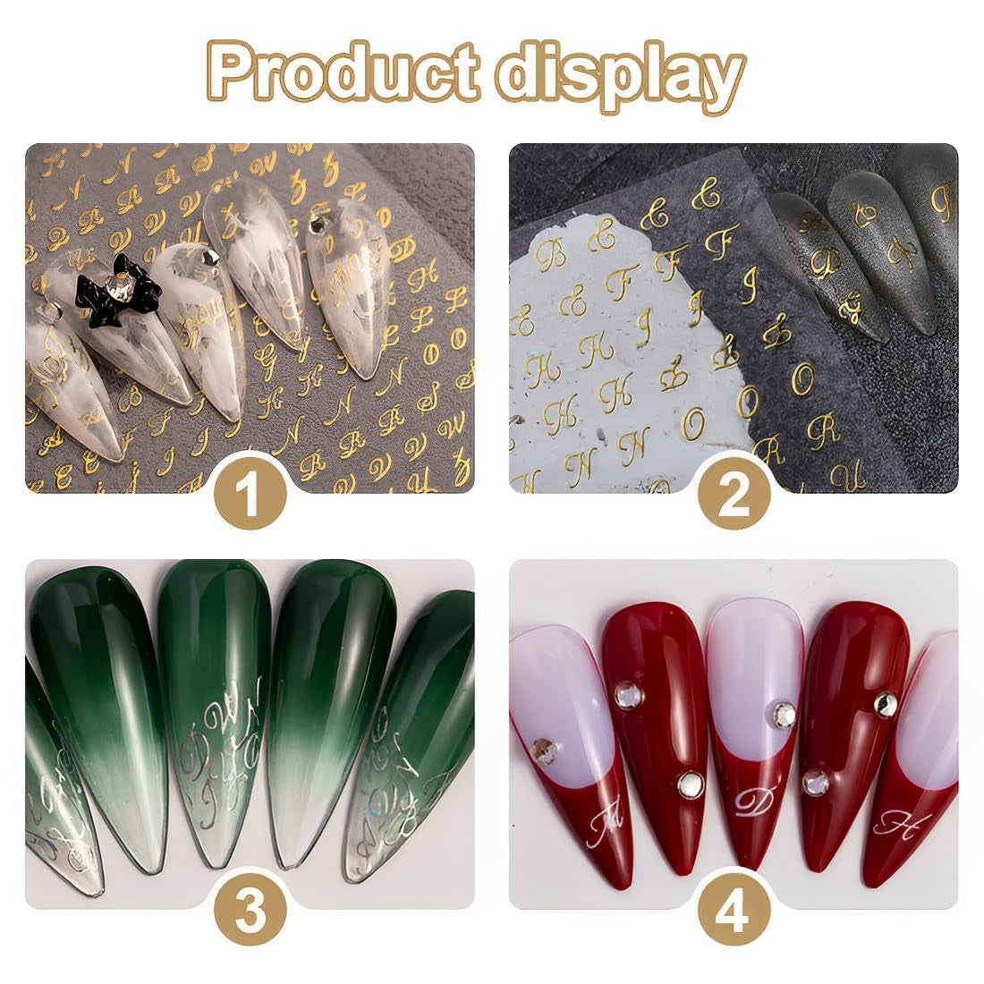 7 Blätter 3D alfabeter Nagelsticker Nagelfolie Selbstklebend Buchstaben Aufkleber Nägel Zubehör Nagelaufkleber Klebebuchstaben Aufkleber Selbst Gestalten Letter Letters Nail Art Stickers