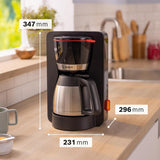 Bosch MyMoment TKA6M273 Filter Espressomaskine, 1L termokande, 8-12 kopper, Anti-drypsystem, Roterende filterholder, Afkalkningsprogram, Aftagelig vandtank, 1200 Watt, Mat Sort