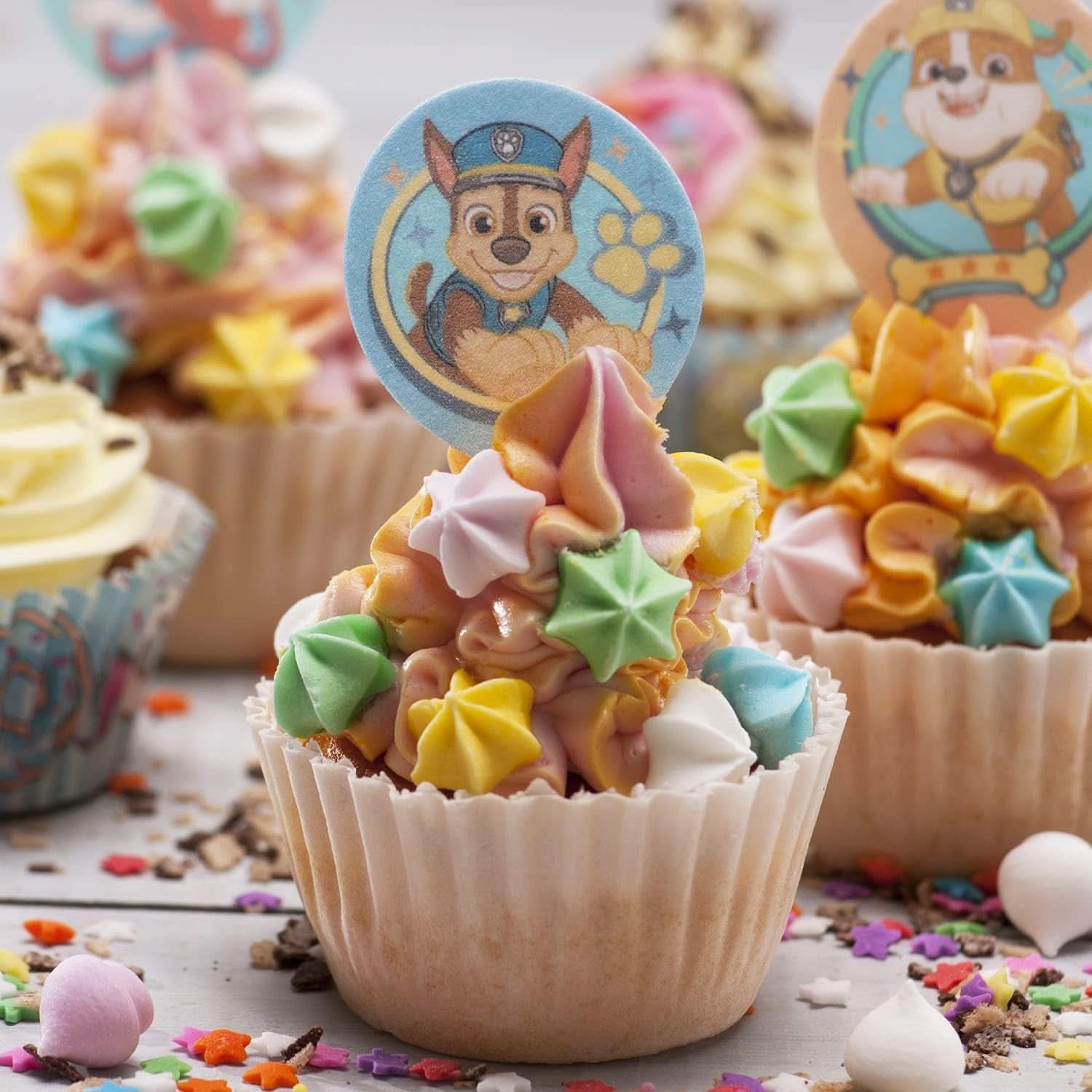 Dekora, Dekorapin Paw Patrol Spiselige kagepynt, 20 spiselige papirvafler - 6,5 X 4 Cm Naty Shop
